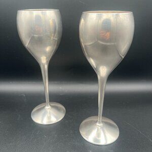 Vintage 1960s Kirk Silver Plate Wine Goblets Made in Spain - Set of 2